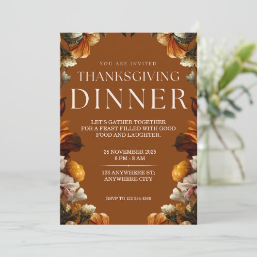 Invitation Rustic Thanksgiving Diner (Debout devant)