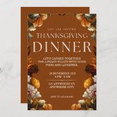 Invitation Rustic Thanksgiving Diner (Devant / Derrière)