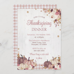 Invitation Rustic Thanksgiving Diner Party
