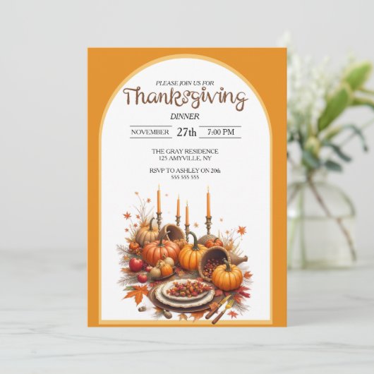 Invitation Rustic Thanksgiving Dinner (Debout devant)