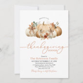 Invitation Rustic Thanksgiving Dinner Pumpkin Bows (Devant)