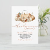 Invitation Rustic Thanksgiving Dinner Pumpkin Bows (Debout devant)