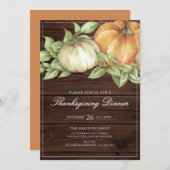 Invitation Rustic Thanksgiving Pumpkin Dinner (Devant / Derrière)