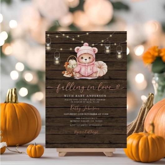 Invitation Rustic Tomber dans l'amour Citrouille Baby shower 