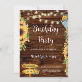 Invitation Rustic Tournesol fête d'anniversaire (Devant)