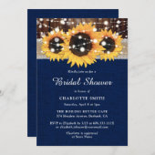 Invitation Rustic Tournesol Fête des mariées Bleue de la Mari (Devant / Derrière)