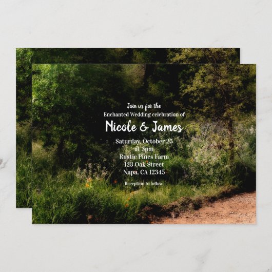 Invitation Rustic Trail Floral Enchanted Forest Wedding RSVP (Devant / Derrière)