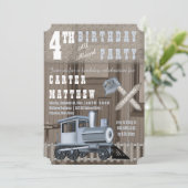 Invitation Rustic Train Railroad Crossing 4e fête d'anniversa (Debout devant)