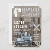 Invitation Rustic Train Railroad Crossing 4e fête d'anniversa (Devant)