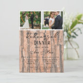 Invitation Rustic Tree Bark Mariage Dîner de répétition photo (Debout devant)