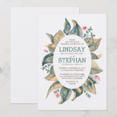 Invitation Rustic Tree Gold Feuille Mariage de automne de jar (Devant / Derrière)