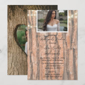 Invitation Rustic Tree Heart Photo Lights Bridesmaich Déjeune (Devant / Derrière)
