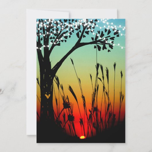 Invitation Rustic Tree Lights Sunset Mariage Dîner Menu (Dos)