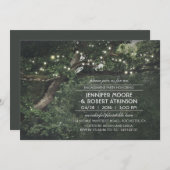 Invitation Rustic Tree String Lights Forest Engagement Party (Devant / Derrière)