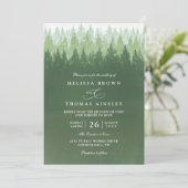 Invitation Rustic Trees Pine Forest  Elegant QR Code Wedding (Debout devant)