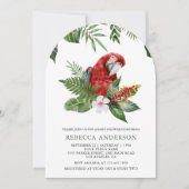 Invitation Rustic Tropical Jungle Cute Macaw Baby Shower (Devant)