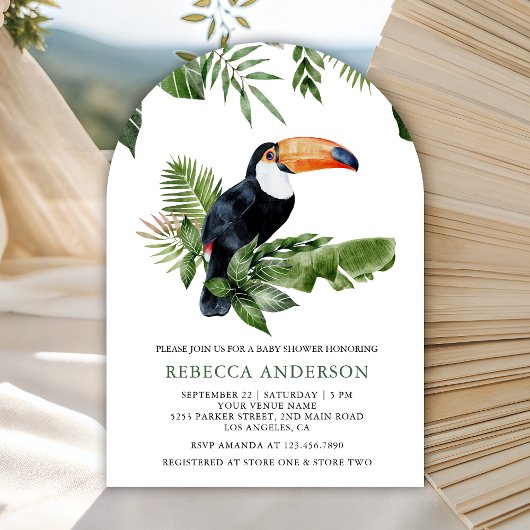 Invitation Rustic Tropical Jungle Cute Toucan Baby Shower