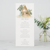 Invitation Rustic Tropical Palm Beach Shack Menu Mariage (Debout devant)