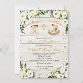 Invitation Rustic Twin Mexicain Baptême & Troisième Anniversa (Devant)