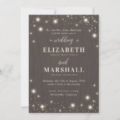 Invitation Rustic Twinkle Fairy Mariage en bois clair (Devant)
