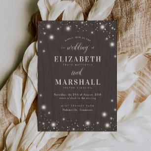 Invitation Rustic Twinkle Fairy Mariage en bois clair