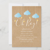 Invitation Rustic Twinkle Twinkle Oh Baby shower garçon (Devant)