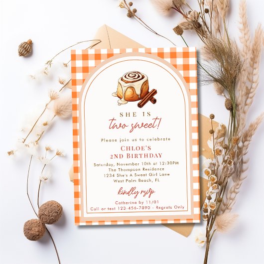 Invitation Rustic Two Sweet Cinnamon Roll 2e fête d'anniversa