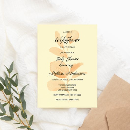 Invitation Rustic Un Baby shower De Petite Fille Fleur sauvag