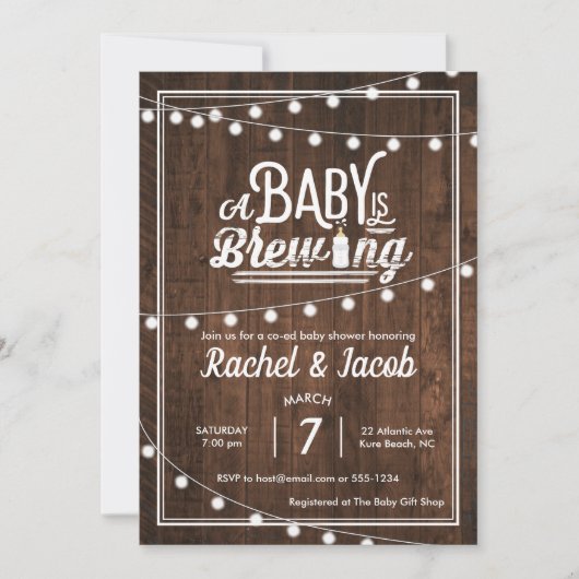 Invitation Rustic Un bébé brasse du Baby shower (Devant)
