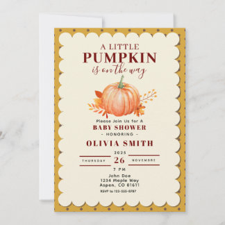 Invitation Rustic un petit Citrouille point de Baby shower d'