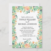 Invitation RUSTIC Vert aquarelle rose pivoine Fleurs MARIAGE (Devant)