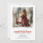 Invitation Rustic Victorian Little Girl Awaiting Santa Digita (Devant)