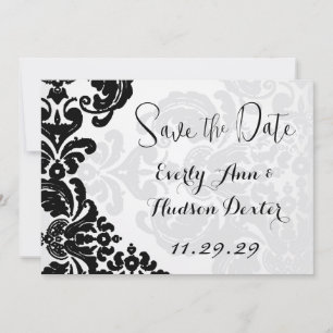 Invitation Rustic Vintage Black Mariage damassé Enregistrer l