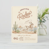 Invitation Rustic Vintage Gingham Cowboy Rodeo 6th Birthday (Debout devant)