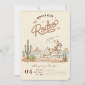 Invitation Rustic Vintage Gingham Cowboy Rodeo 6th Birthday (Devant)