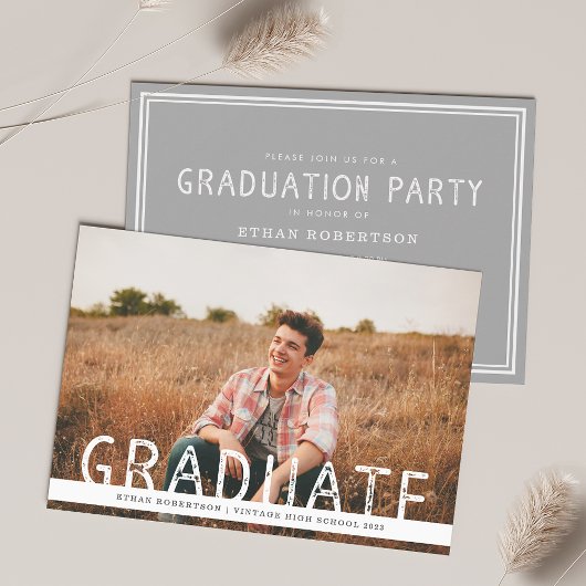 Invitation Rustic Vintage Photo Graduation Party