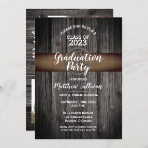 Invitation Rustic Wagon Wheel Classe de 2023 Graduation Party