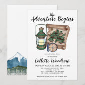 Invitation Rustic Watercolor Adventure commence le Baby showe (Devant / Derrière)