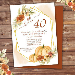 Invitation Rustic Watercolor Automne Citrouille 40e anniversa