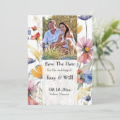 Invitation Rustic Watercolor Automne Fleur sauvage Photo (Debout devant)