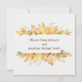 Invitation Rustic Watercolor Automne quitte Carré | (Devant)