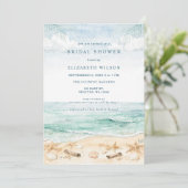 Invitation Rustic Watercolor Beach Bridal Shower (Debout devant)