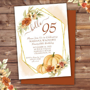 Invitation Rustic Watercolor Citrouille d'automne 95e fête d'