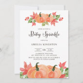Invitation Rustic Watercolor Citrouilles Fall Baby Sprinkle (Devant)