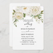 Invitation rustic watercolor floral wedding  (Devant / Derrière)