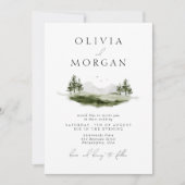 Invitation Rustic Watercolor Mountain Forest Mariage Photo (Devant)