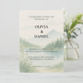 Invitation Rustic Watercolor Mountain Forest Pine Wedding (Debout devant)