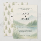 Invitation Rustic Watercolor Mountain Forest Pine Wedding (Devant / Derrière)
