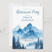 Invitation Rustic Watercolor Mountain Retirement Party (Devant)
