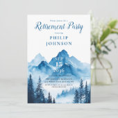 Invitation Rustic Watercolor Mountain Retirement Party (Debout devant)